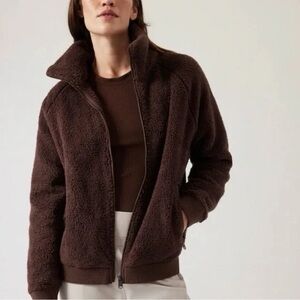 Athleta chocolate brown teddy jacket